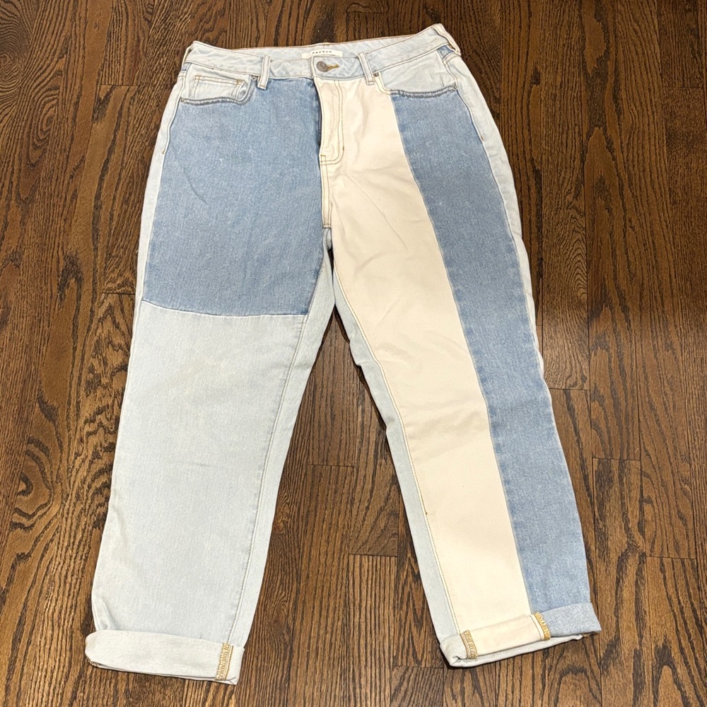 PacSun Blue and Cream Boyfriend Jeans